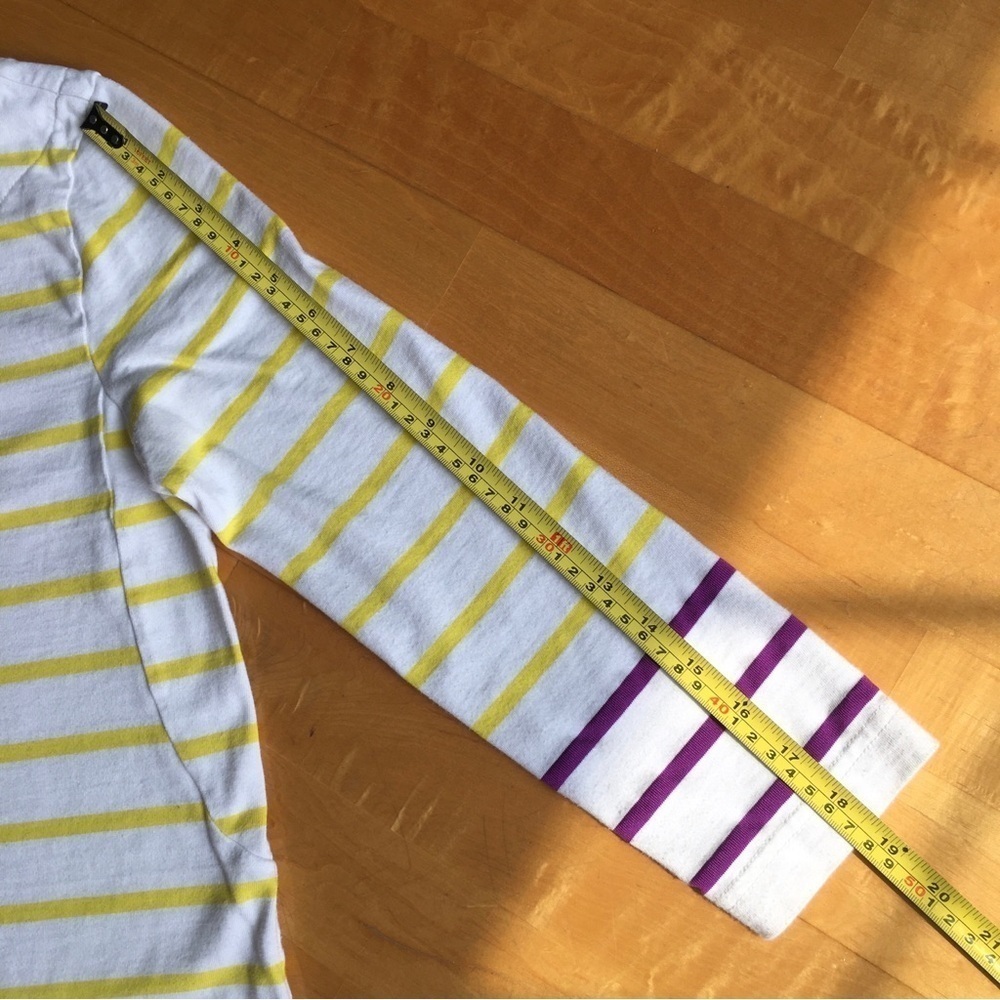 Marc by Marc Jacobs Striped, Three Quarter Sleeve Tee, Yellow, Purple, Size S - Picture 11 of 14